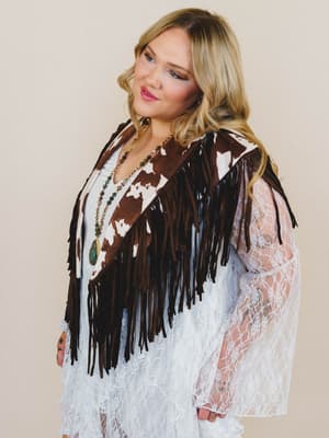 Cowgirl On the Loose Printed Poncho - Chocolate M / Chocolate