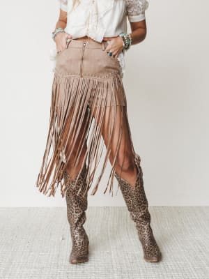 Here for a Good Time Fringe Shorts: undefined