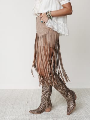 Here for a Good Time Fringe Shorts - Tan S / Tan