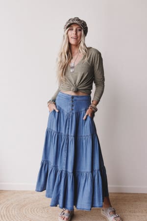 Meadow Blues Maxi Skirt: undefined