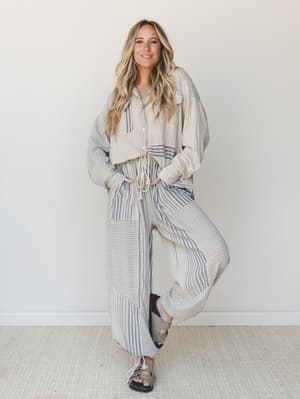 Solana Stripe 2 Piece Bundle - Faded Sage Faded Sage