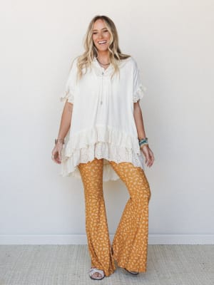 the-nest-wildflower-bloom-flare-pant-mustard/Mustard