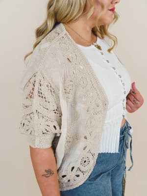 Here's Hoping Cardigan - Natural OS / Natural