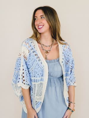 Sunny Days Cardigan - Sky Multi OS / Sky Multi