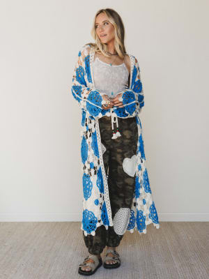 Dazzling Light Duster Kimono - Blue Multi OS / Blue Multi