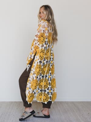 Dazzling Light Duster Kimono - Yellow Multi OS / Yellow Multi