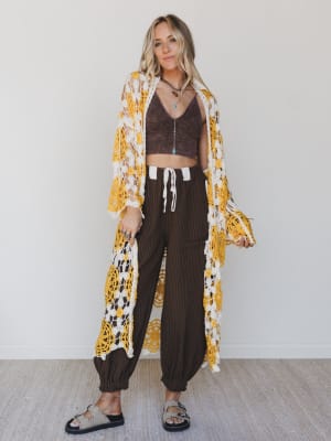 Dazzling Light Duster Kimono - Yellow Multi OS / Yellow Multi