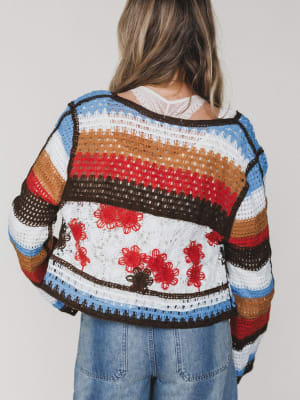 Flower Power Cardigan - Orange Multi OS / Orange Multi