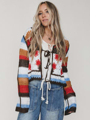 Flower Power Cardigan - Orange Multi OS / Orange Multi