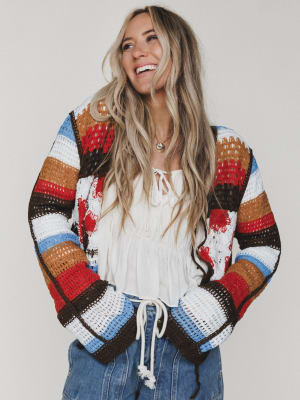 Flower Power Cardigan - Orange Multi OS / Orange Multi