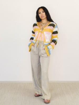 Flower Power Cardigan - Yellow Multi OS / Yellow Multi