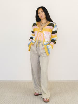 Flower Power Cardigan - Yellow Multi OS / Yellow Multi