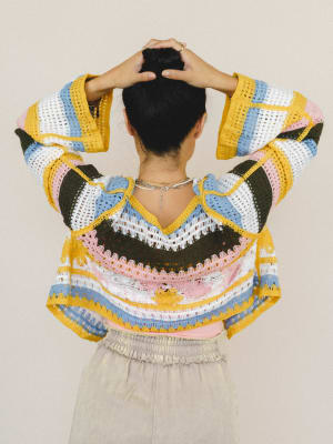 Flower Power Cardigan - Yellow Multi OS / Yellow Multi