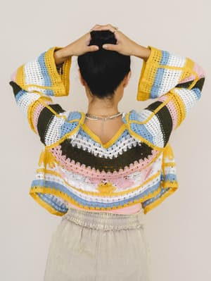 Flower Power Cardigan - Yellow Multi OS / Yellow Multi
