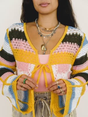 Flower Power Cardigan - Yellow Multi OS / Yellow Multi
