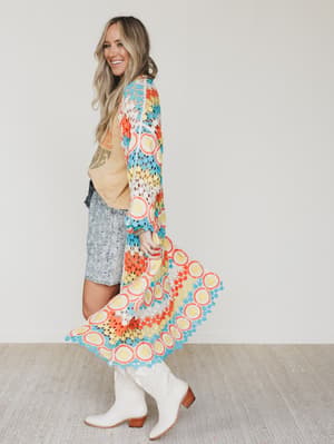 Dream Side Cardigan - Orange Multi OS / Orange Multi