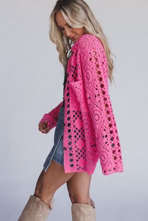 Marisela Crochet Button Down Top: undefined