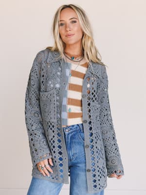 marisela-crochet-button-down-top-gray/Gray