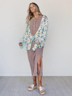 Flower Field Cardigan - Mint OS / Mint