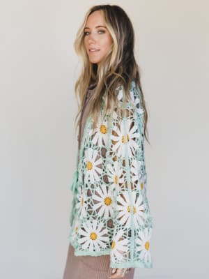 Flower Field Cardigan - Mint OS / Mint