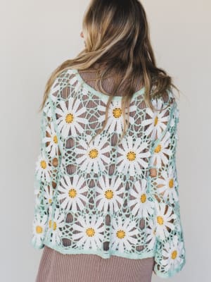 Flower Field Cardigan - Mint OS / Mint