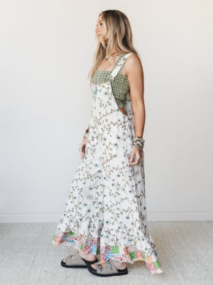 In Love with Lily Jumpsuit - Natural Green Floral S / Natural Green Floral