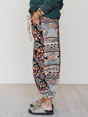 Groovy Effect Pants - Black Multi L / Black Multi