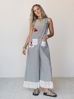 A Bit of Whimsy Jumpsuit - Black Stripe S / Black Stripe