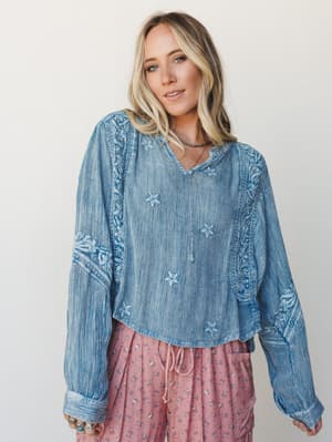 Star Flower Top - Blue L / Blue