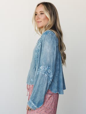 Star Flower Top - Blue L / Blue