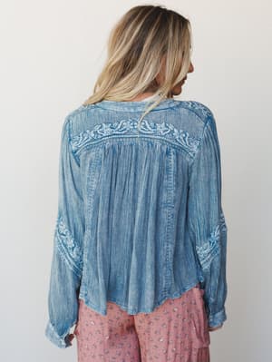 Star Flower Top - Blue L / Blue