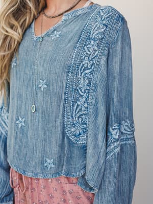 Star Flower Top - Blue L / Blue