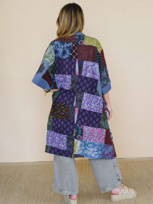 Market Maiden Patchwork Kimono - Blue Multi M/L / Blue Multi