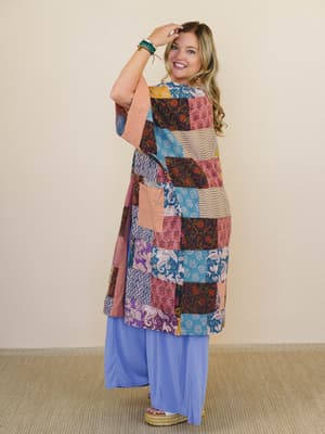 Market Maiden Patchwork Kimono - Peach Multi M/L / Pink Multi