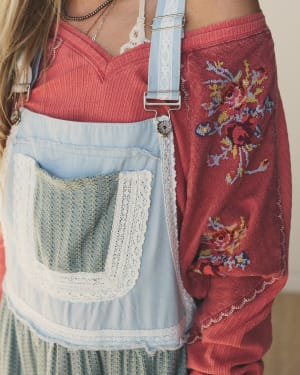 Spring And Lace Overall Dress - Blue M/L / Blue