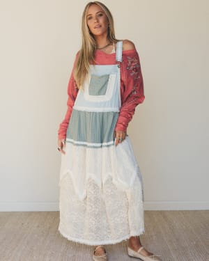 Spring And Lace Overall Dress - Blue M/L / Blue