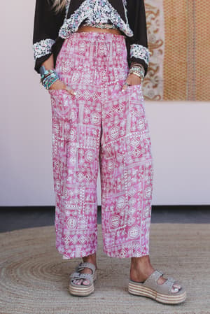 Solana Printed Wide Leg Pants: undefined