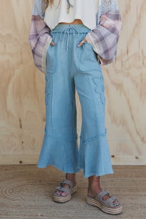 Rustic Bloom Floral Patchwork Pants: undefined