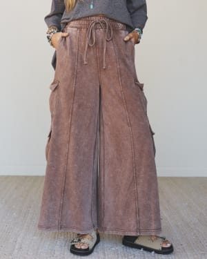 Cool Theory Wide Leg Pants - Brown L / Brown