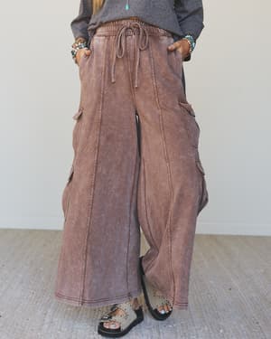 Cool Theory Wide Leg Pants - Brown L / Brown