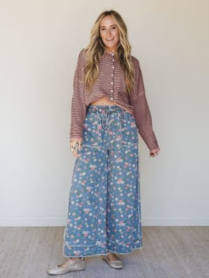 Love Petals Pants - Light Denim L / Light Denim
