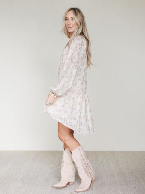 Beth Floral Print Dress - Cream L / Cream