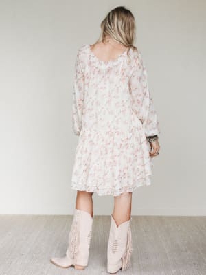 Beth Floral Print Dress - Cream L / Cream