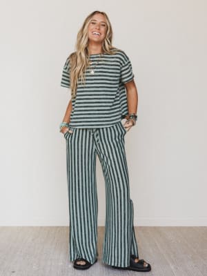 the-nest-ibiza-breeze-striped-top-sage-black/Sage Black