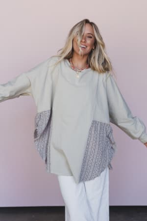 the-nest-nothing-better-contrast-top-sage-print/Green