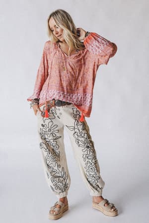 lani-border-print-top-orange-border-print/Orange Border Print