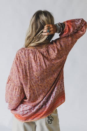 lani-border-print-top-orange-border-print/Orange Border Print