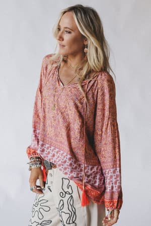 lani-border-print-top-orange-border-print/Orange Border Print