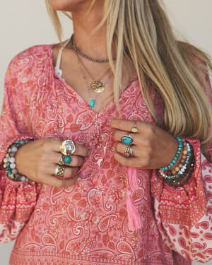 The Nest Lani Border Print Top - Pink Border Print XL / Pink Border Print