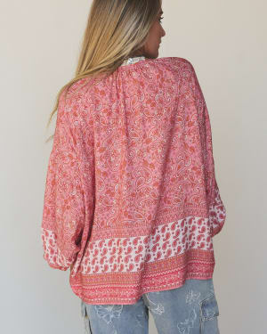 The Nest Lani Border Print Top - Pink Border Print XL / Pink Border Print